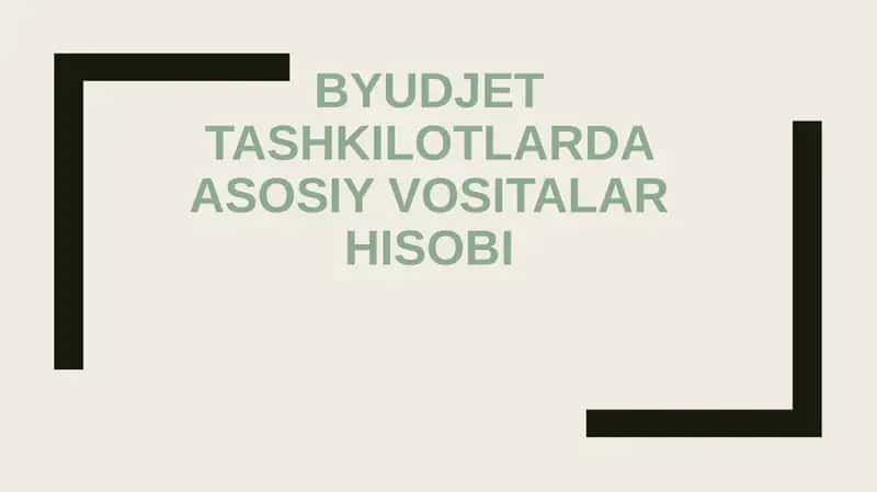 BYUDJET TASHKILOTLARDA ASOSIY VOSITALAR HISOBI 1