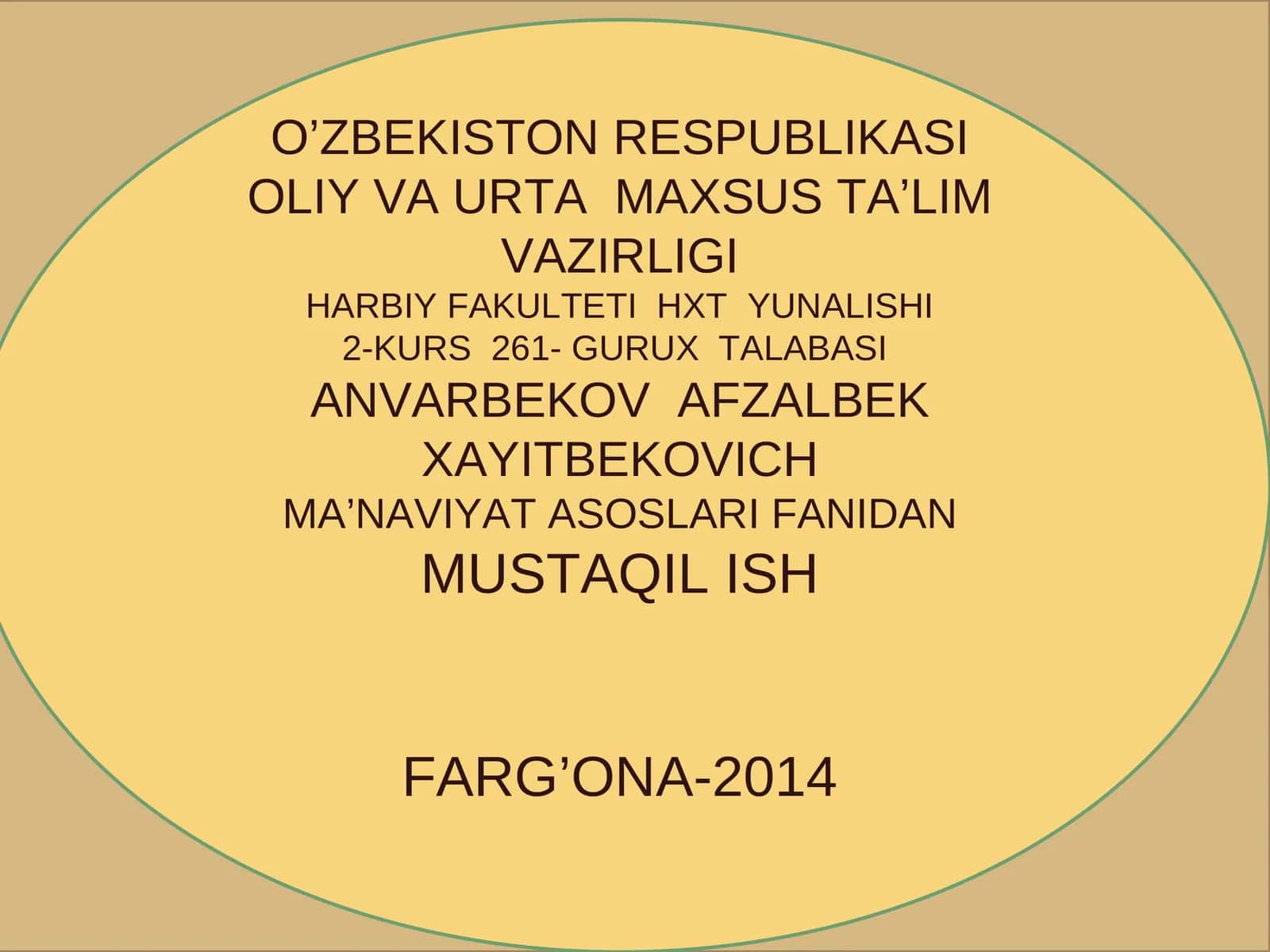 Markazi osiyoda tarqalgan tasavvuf Tariqatidagi ma’naviy kamolotdagi urni 1