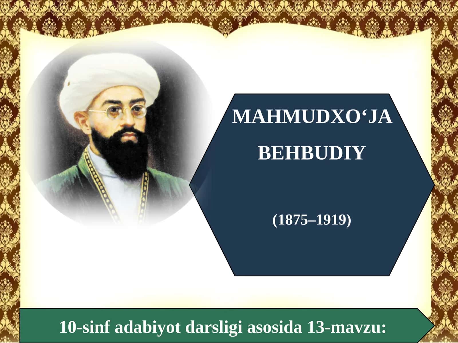 10-sinf Adabiyot fanidan Mahmudxo'ja Behbudiy dars ishlanma 1