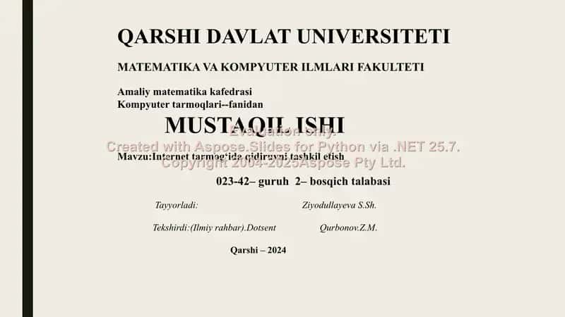 Internet tarmogʻida qidiruvni tashkil etish 1