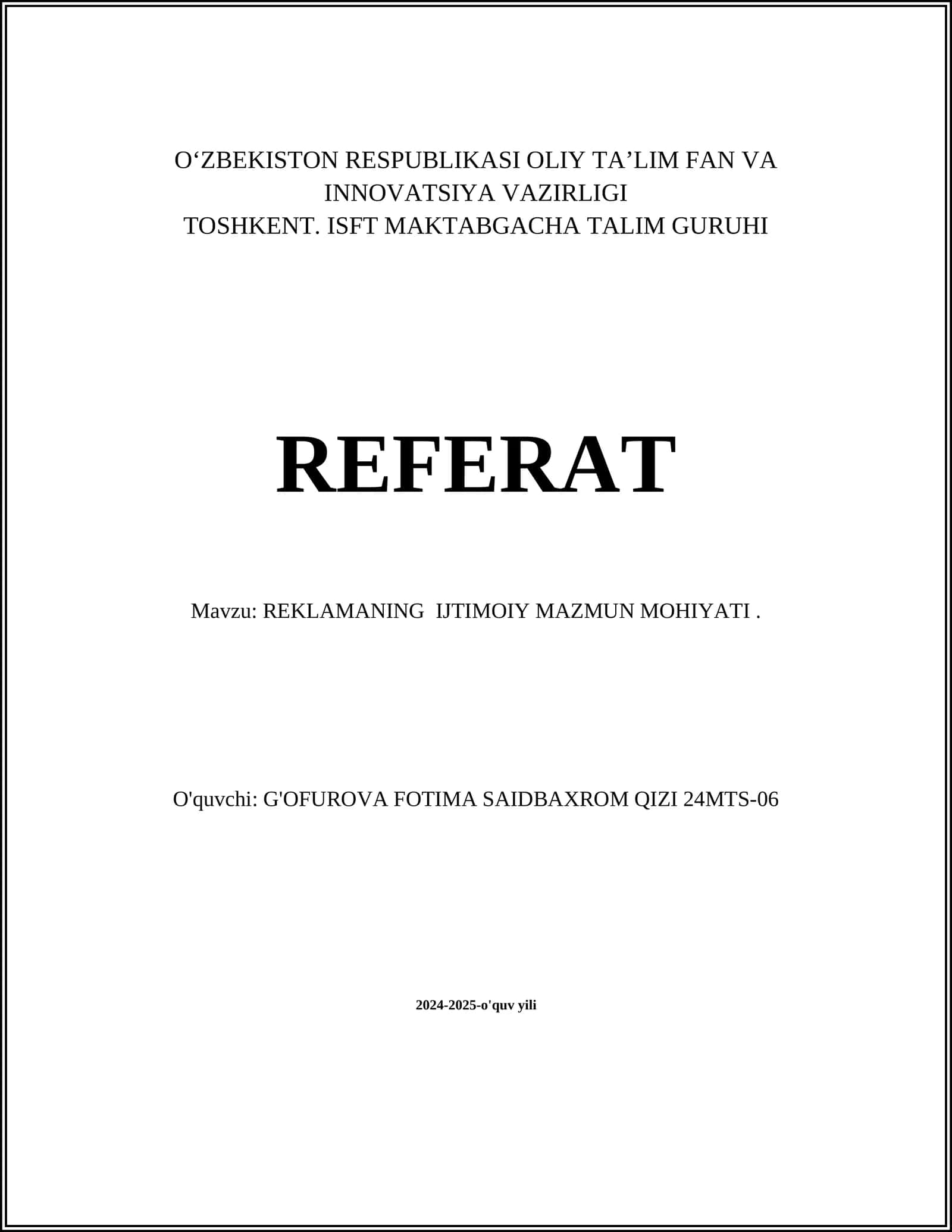 REKLAMANING IJTIMOIY MAZMUN MOHIYATI 1