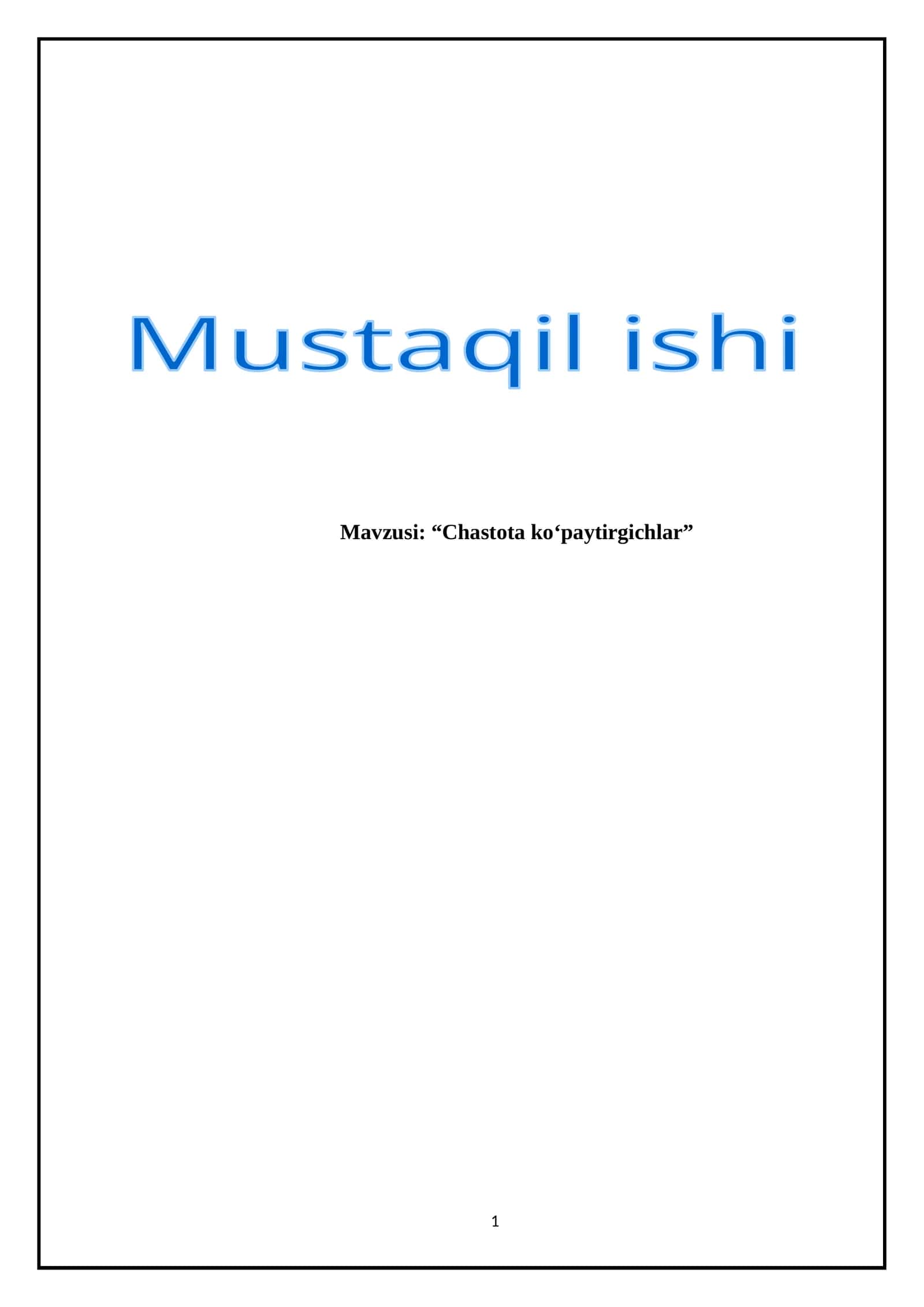 Chastota koʻpaytirgichlar 1