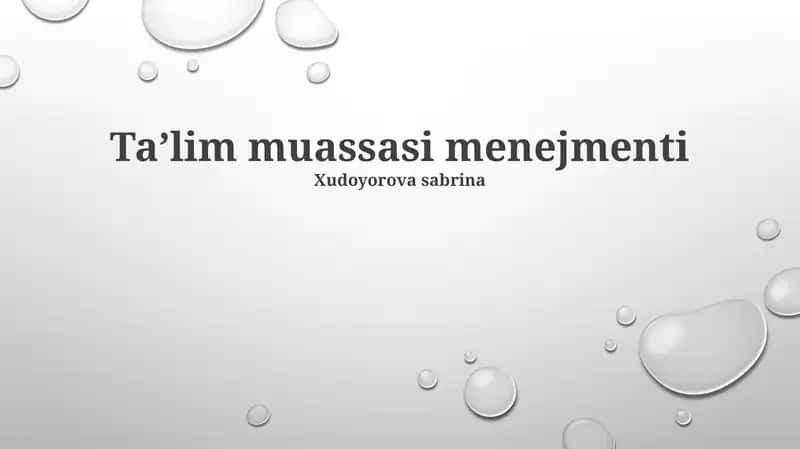 Taʼlim muassasi menejmenti 1