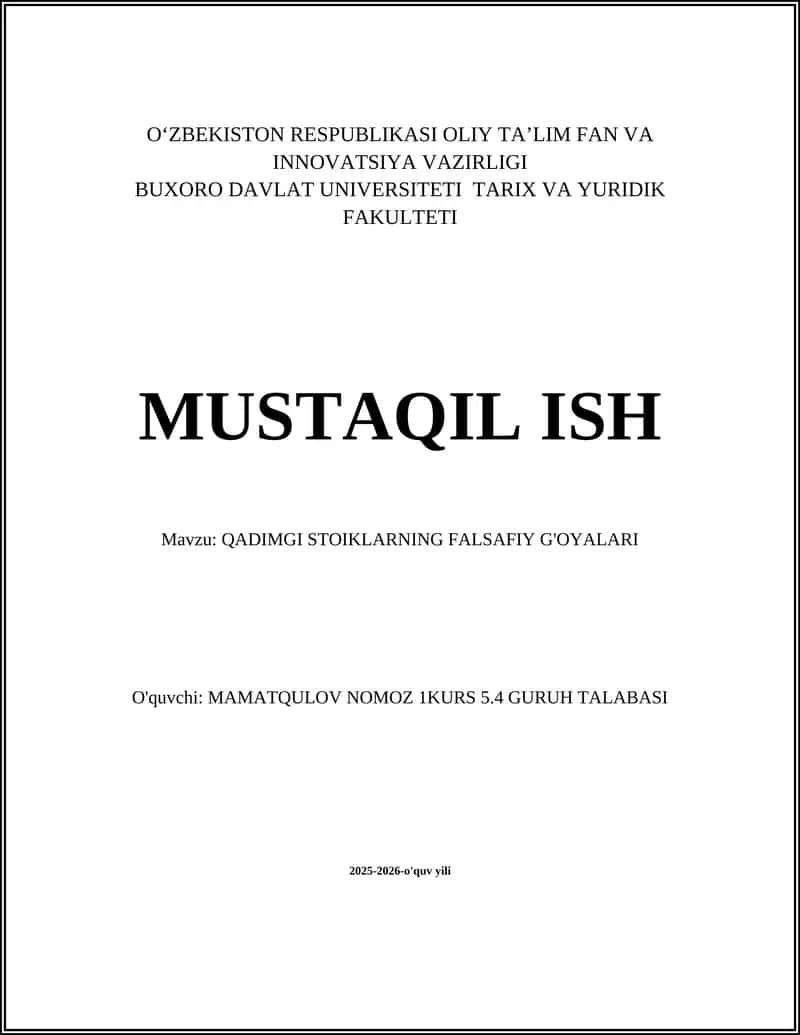 QADIMGI STOIKLARNING FALSAFIY G'OYALARI 1