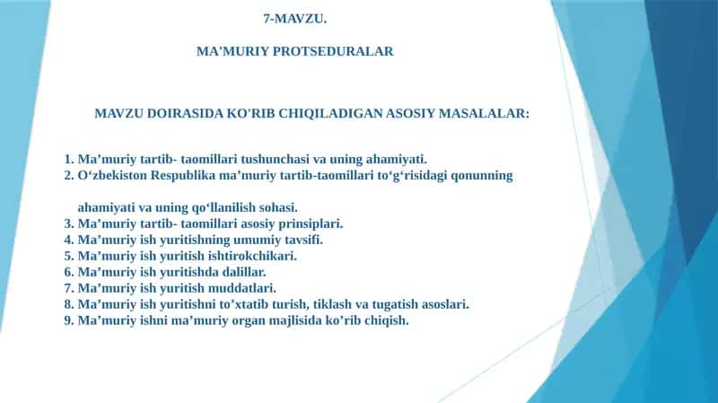 MA'MURIY PROTSEDURALAR 1