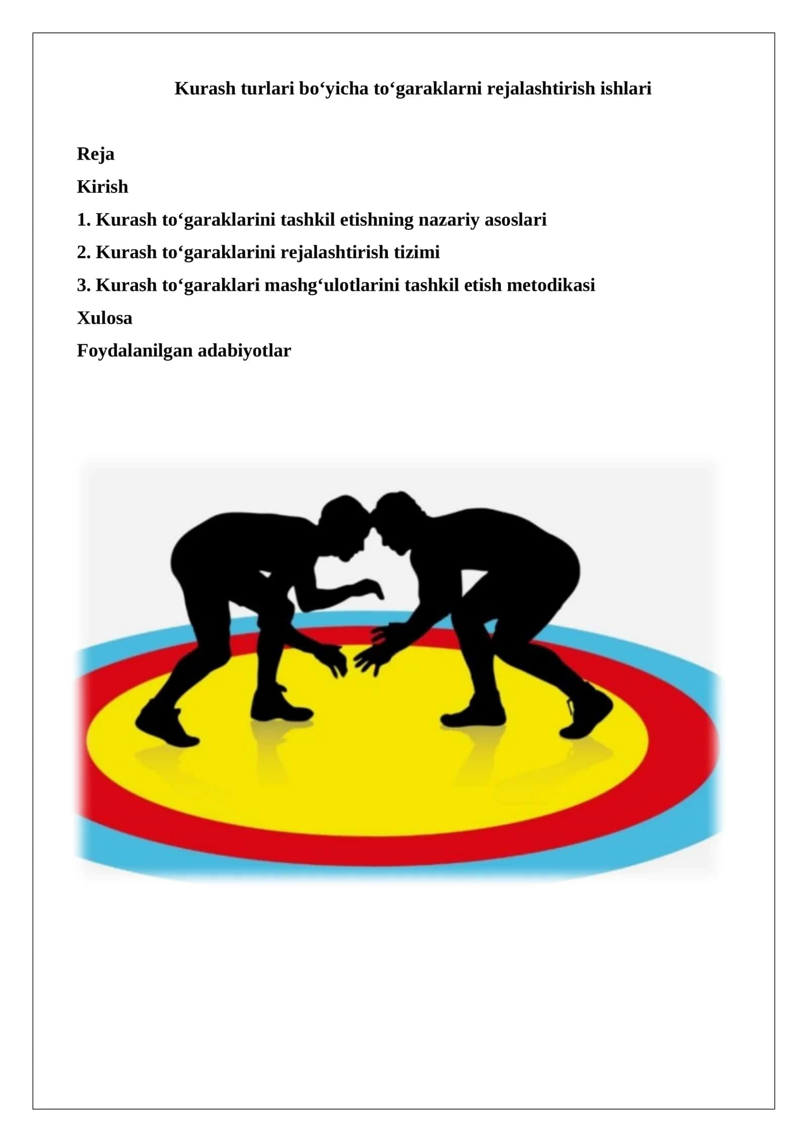 Kurash to‘garaklarini rejalashtirish ishlari 1