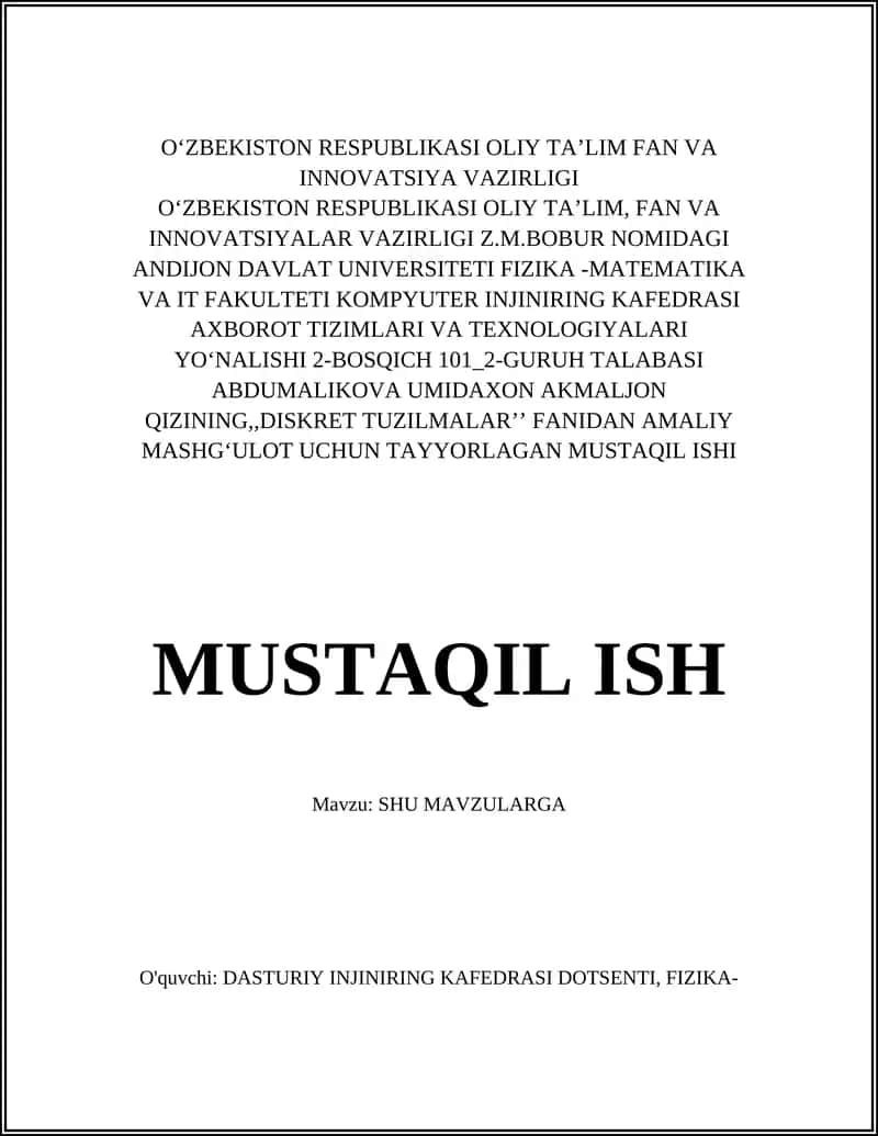 DISKRET TUZILMALAR 1