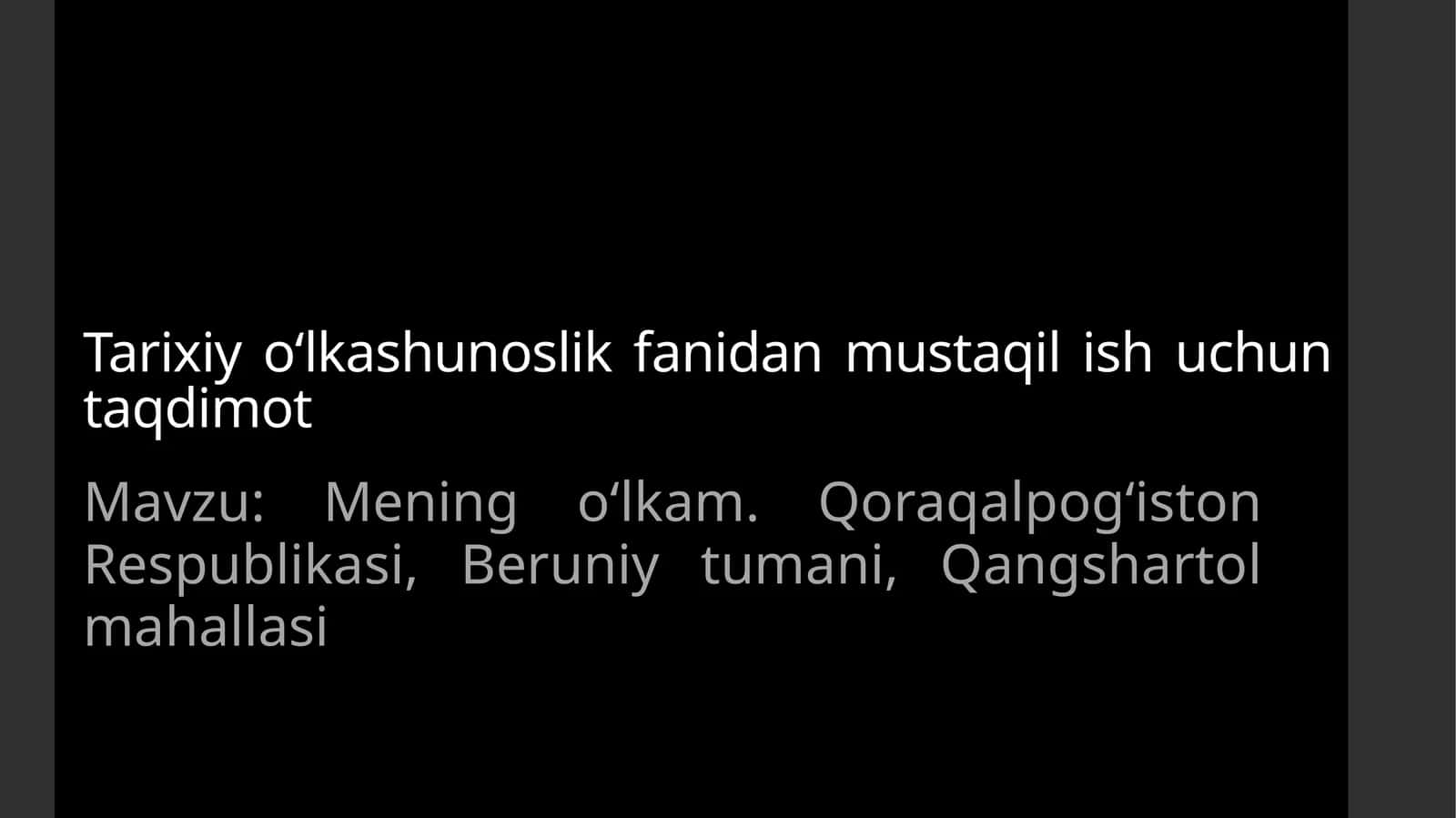 Mening o'lkam. Beruniy tumani, Qangshartol MFY 1