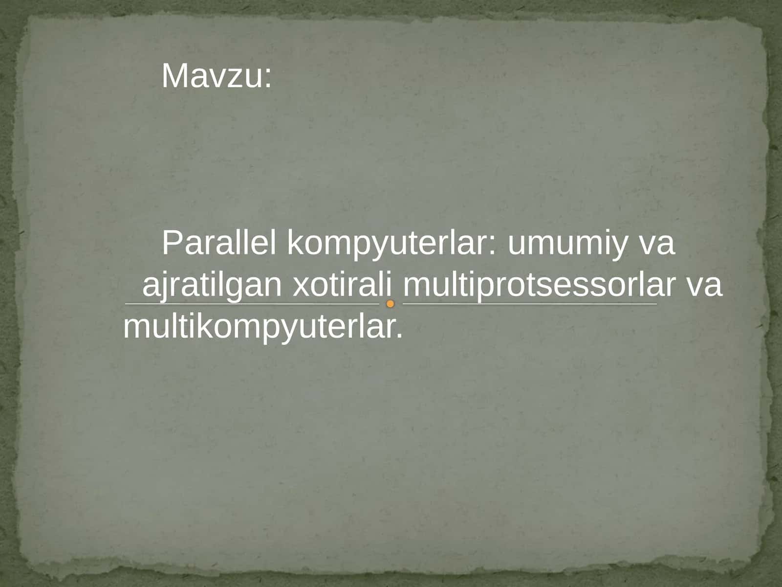 Parallel kompyuterlar 1
