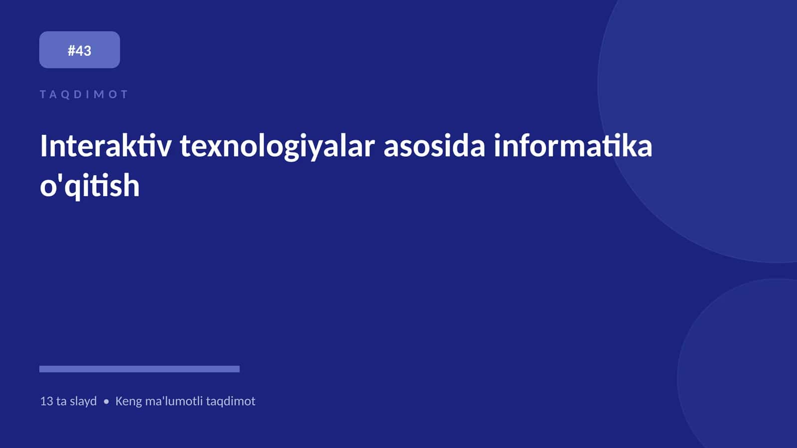 Interaktiv texnologiyalar asosida informatika o'qitish 1