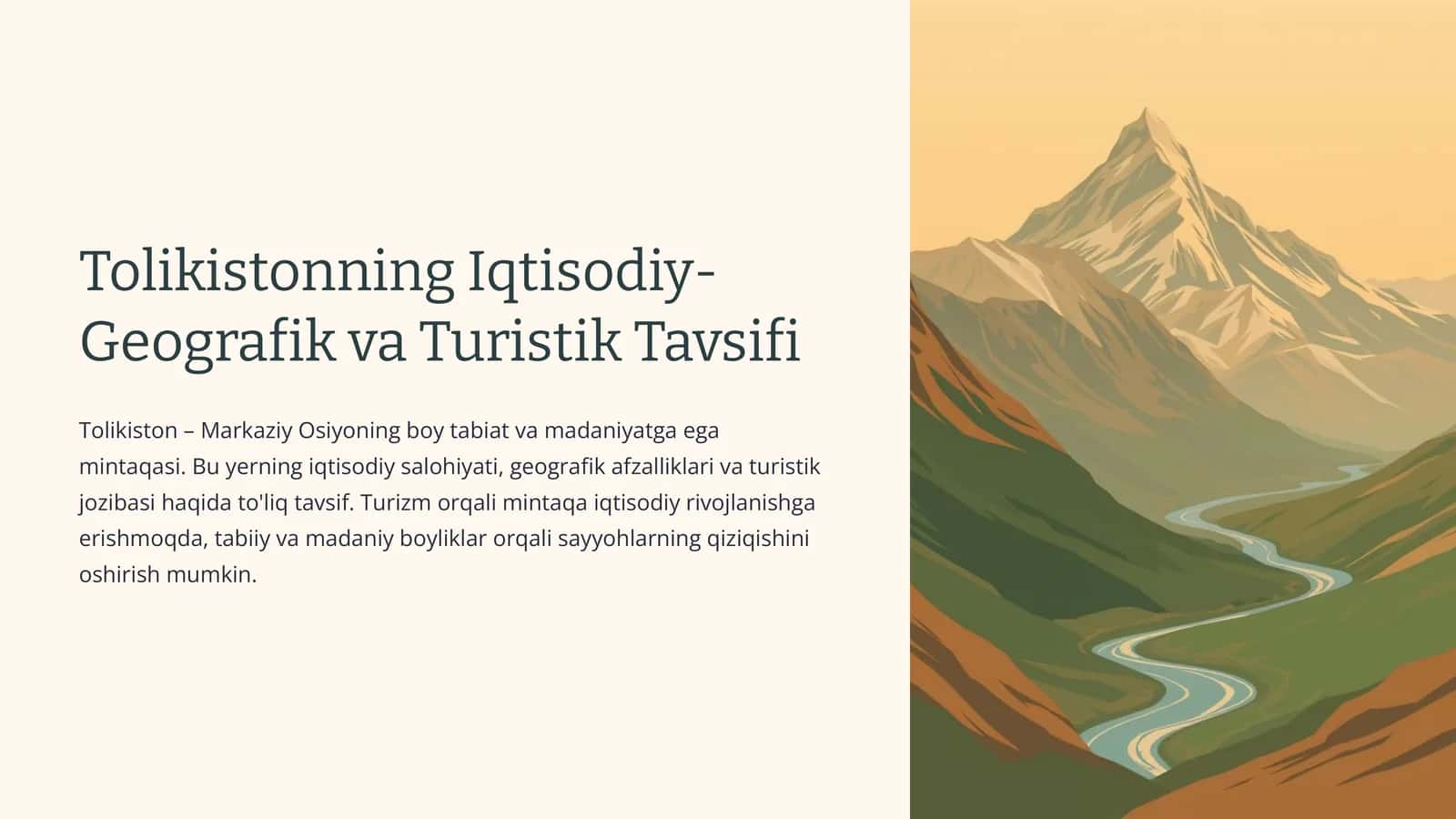 Tolikistonning Iqtisodiy-Geografik va Turistik Tavsifi 1
