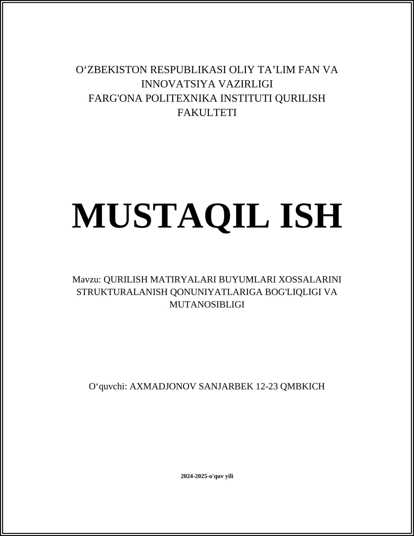 Qurilish materiallari tarkibiy tuzilishi 1