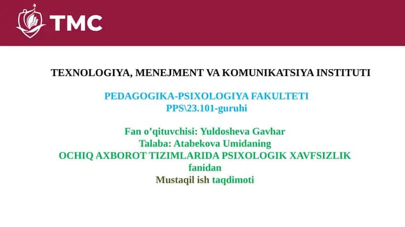 OCHIQ AXBOROT TIZIMLARIDA PSIXOLOGIK XAVFSIZLIK 1
