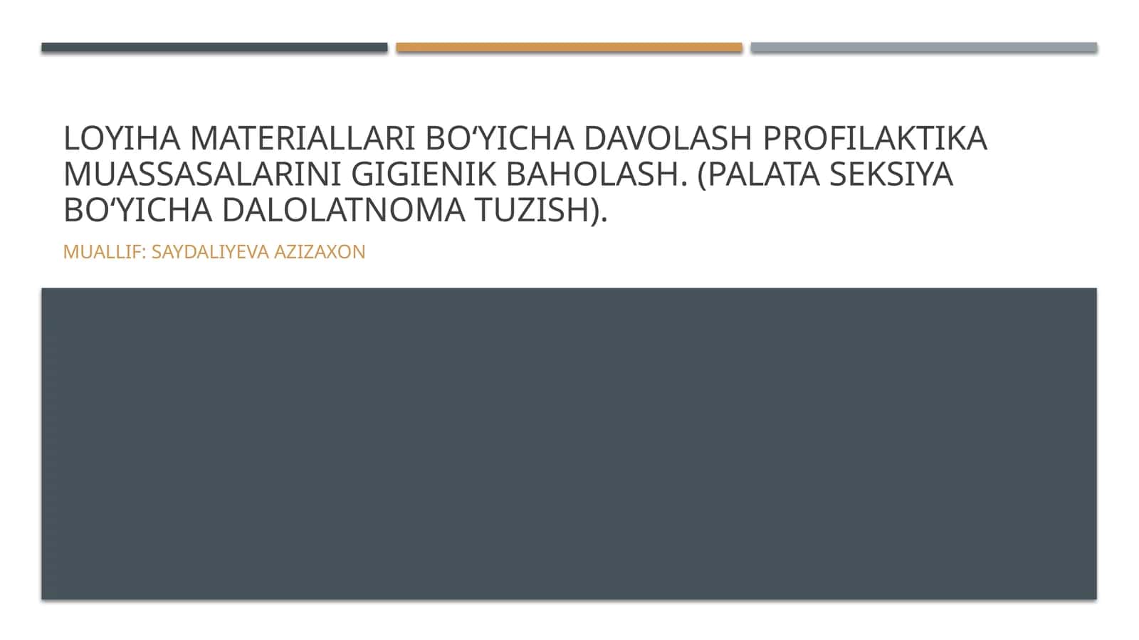Davolash profilaktika muassasalarini gigienik baholash 1