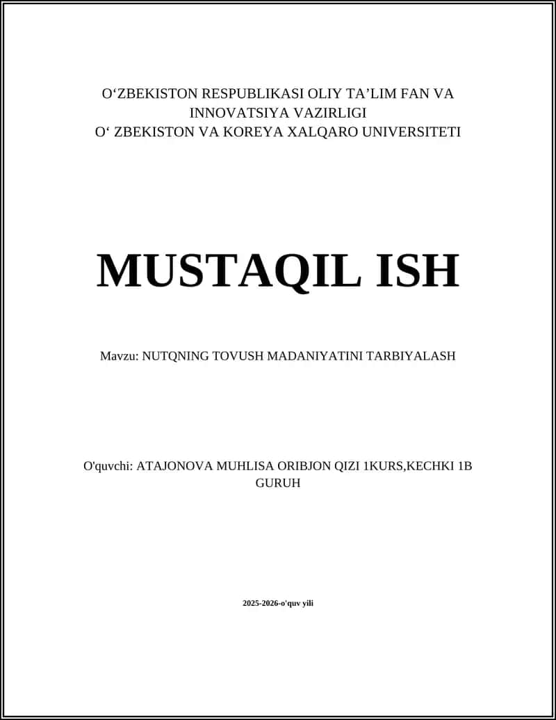 NUTQNING TOVUSH MADANIYATINI TARBIYALASH 1