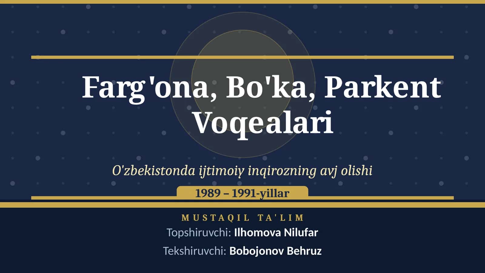 Farg'ona, Bo'ka, Parkent Voqealari 1