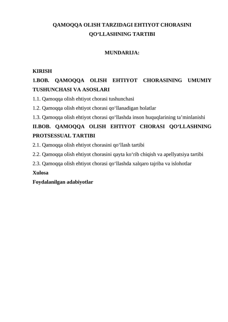 Qamoqqa olish tarzidagi ehtiyot chorasini qo‘llashning tartibi 1