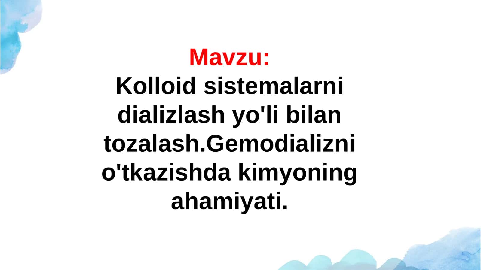Kolloid eritmalarni tozalash usullari 1