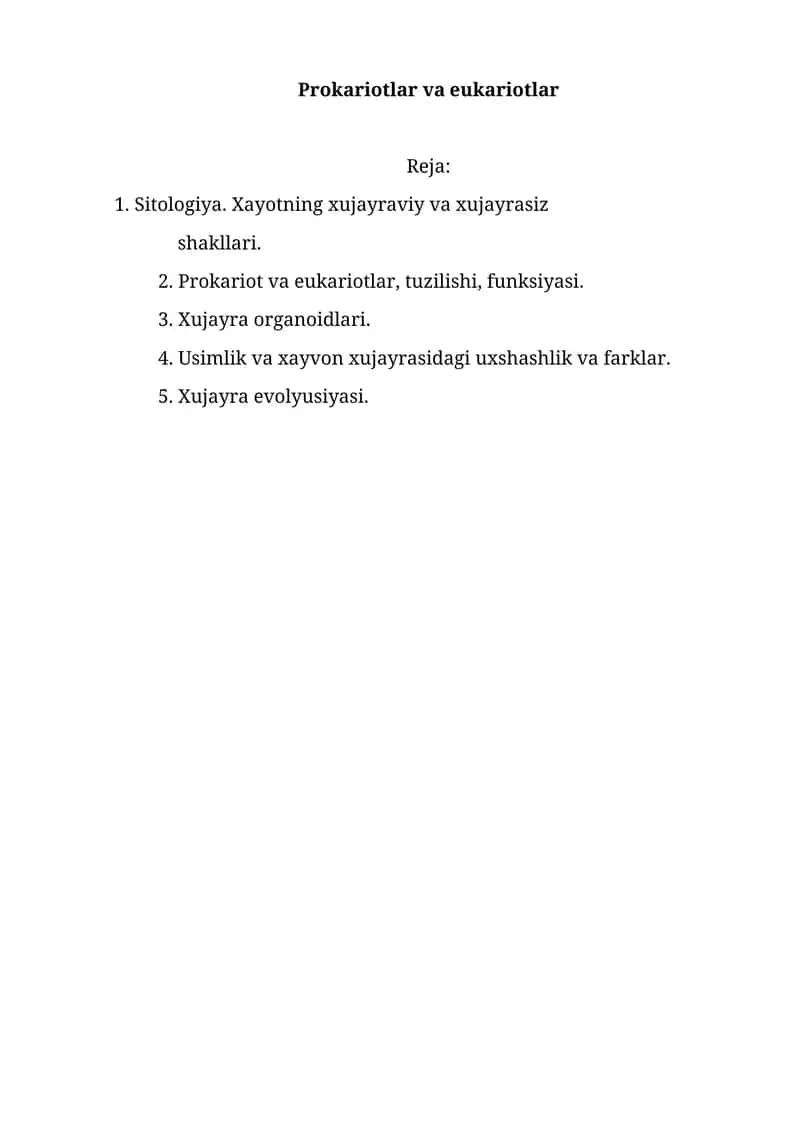 Prokariotlar va eukariotlar 1