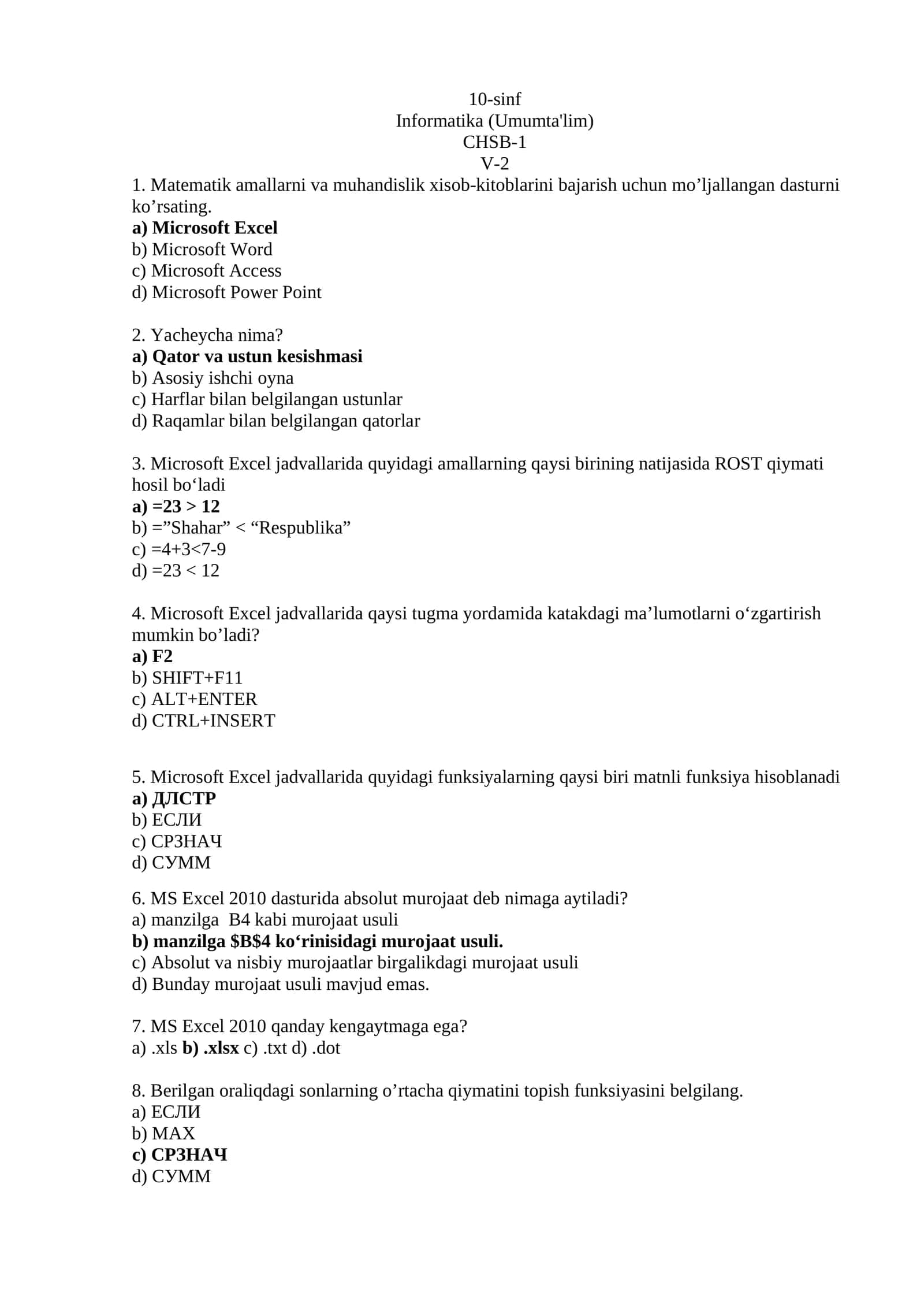 Informatika (Umumta'lim) 1