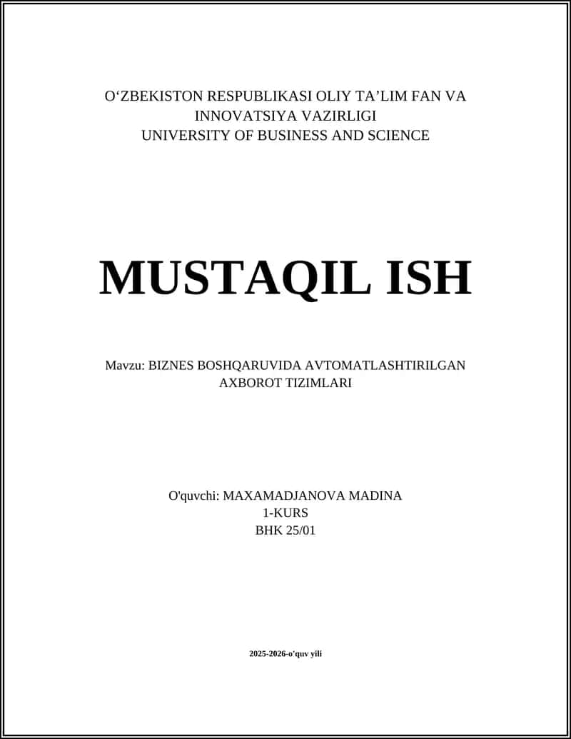 Avtomatlashtirilgan axborot tizimlari 1