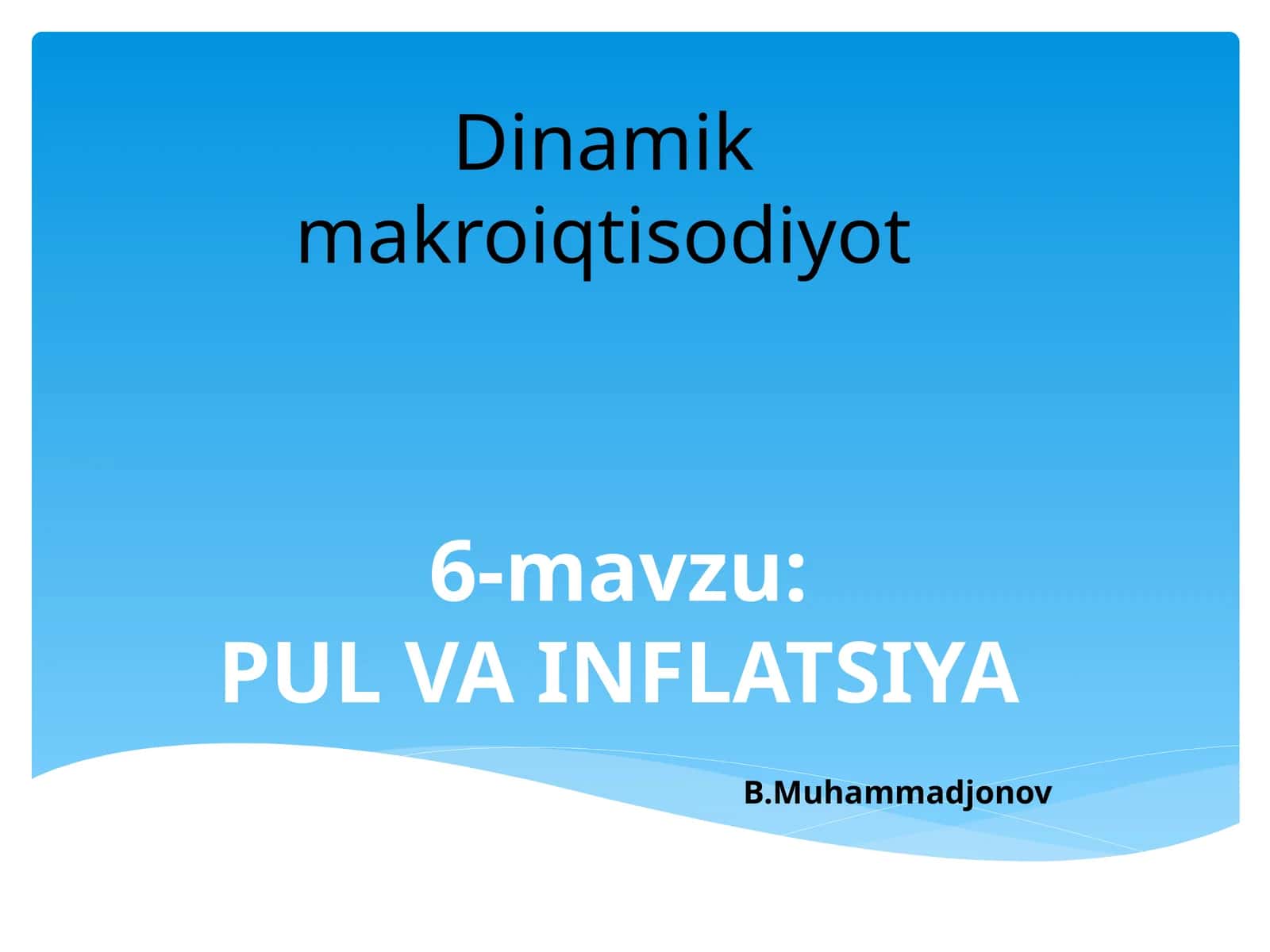 PUL VA INFLATSIYA 1