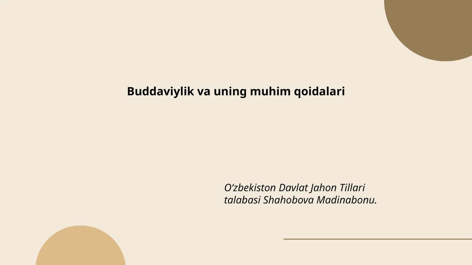 Buddaviylik va uning muhim qoidalari 1