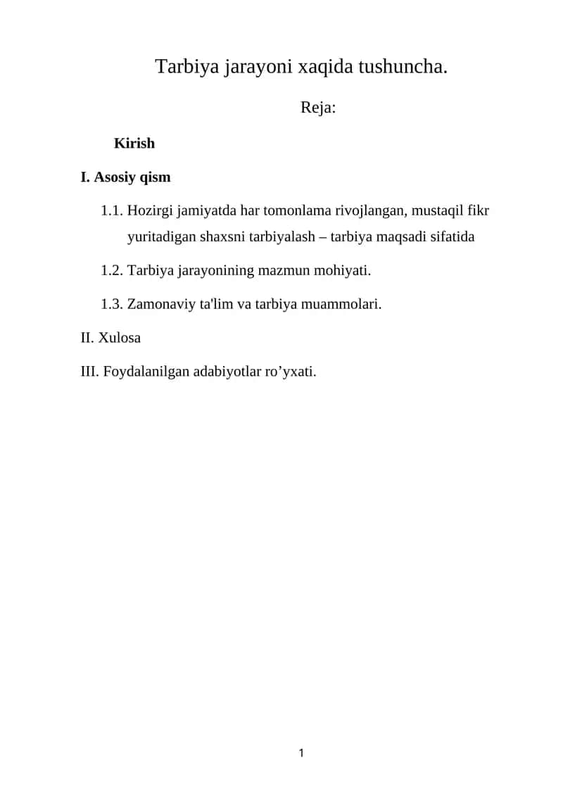 Tarbiya jarayoni xaqida tushuncha 1