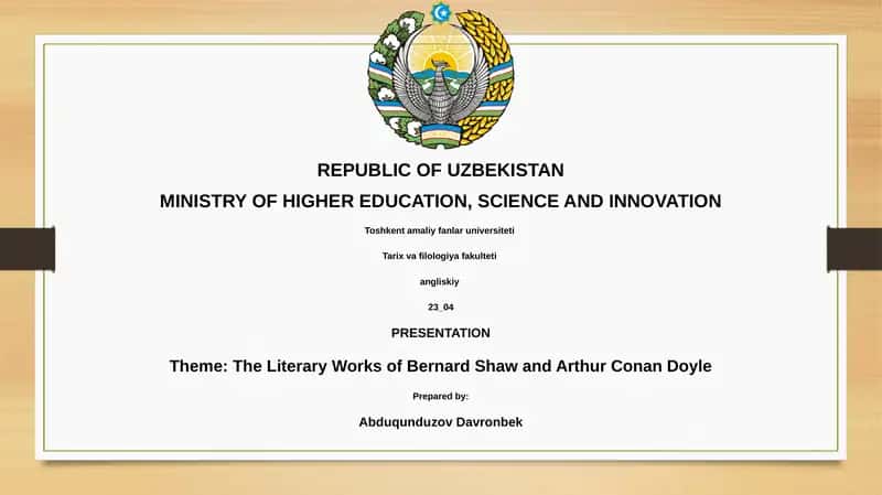 The Literary Works of Bernard Shaw and Arthur Conan Doyle 1