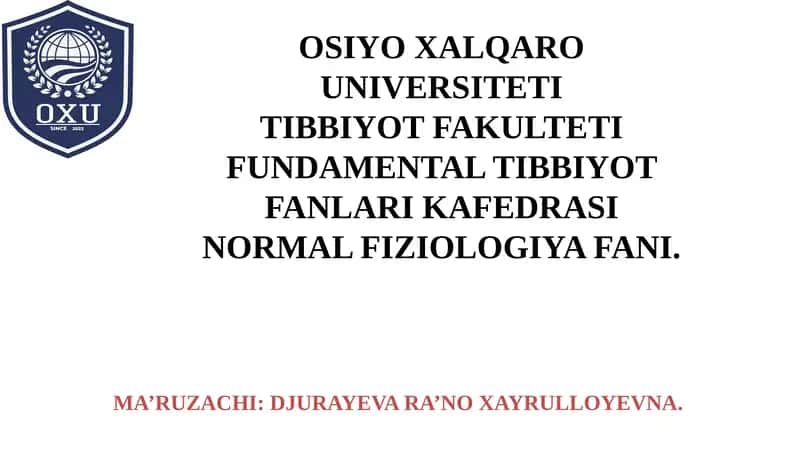 NORMAL FIZIOLOGIYA FANLARI 1