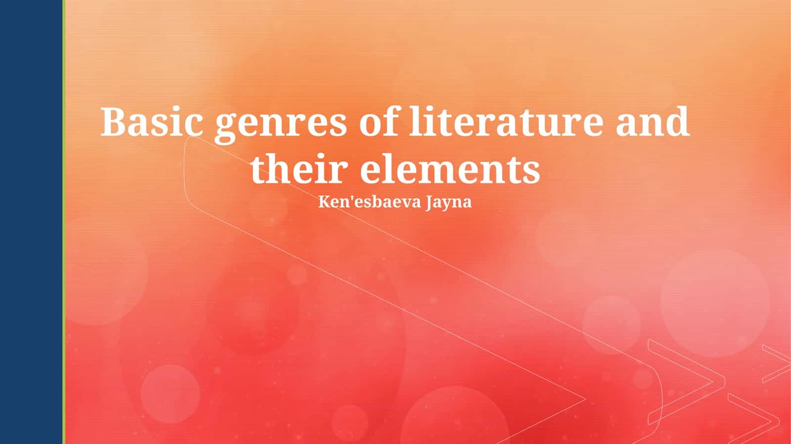 Basic genres of literature and their elements 1