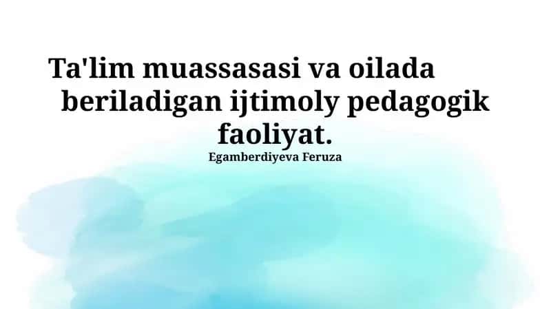 Ta'lim muassasasi va oilada 1