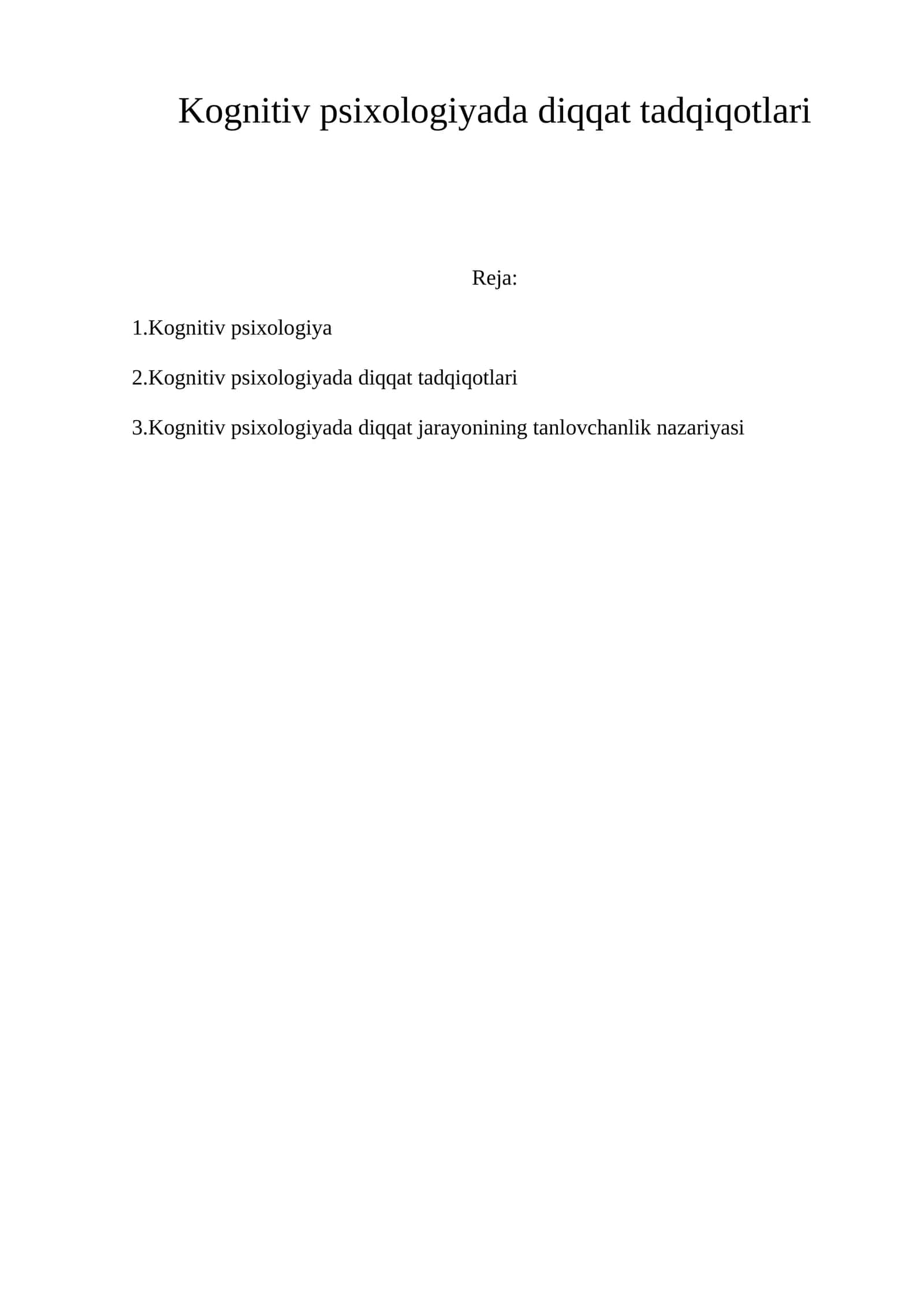 Kognitiv psixologiyada diqqat tadqiqotlari 1