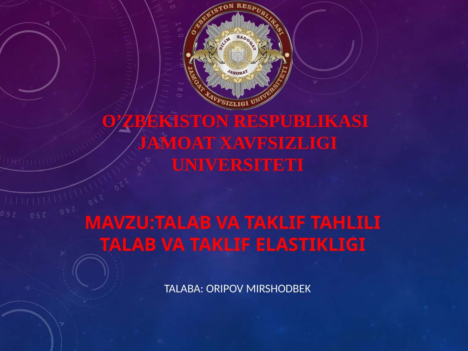 Talab va taklif tahlili 1