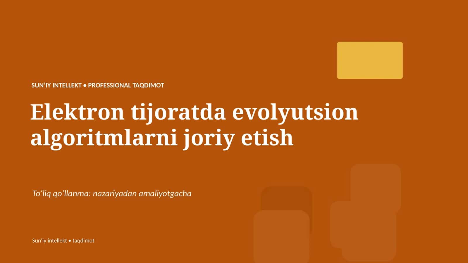 Elektron tijoratda evolyutsion algoritmlarni joriy etish 1