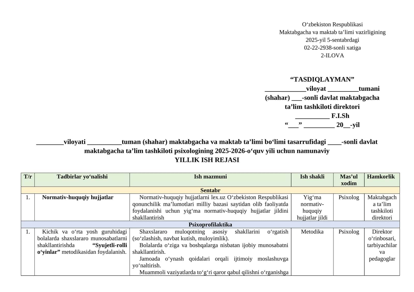 MTT PSIXOLOG YILLIK ISH REJASI 2026 YIL 1