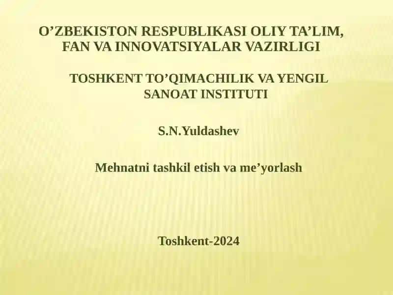 Mehnatni ta'shkil etish jarayoni