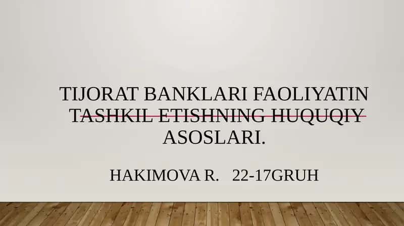 Tijoratbanklar faoliyatini tashkilot islohotlari 1