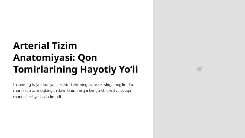 Arterial Tizim Anatomiyasi: Qon Tomirlarining Hayotiy Yoʻli 1