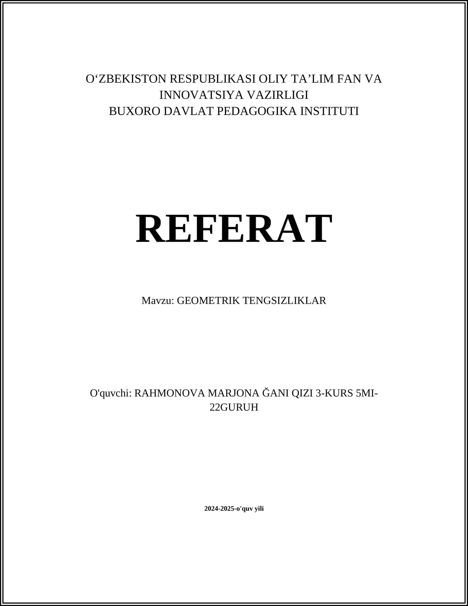 GEOMETRIK TENGSIZLIKLAR 1