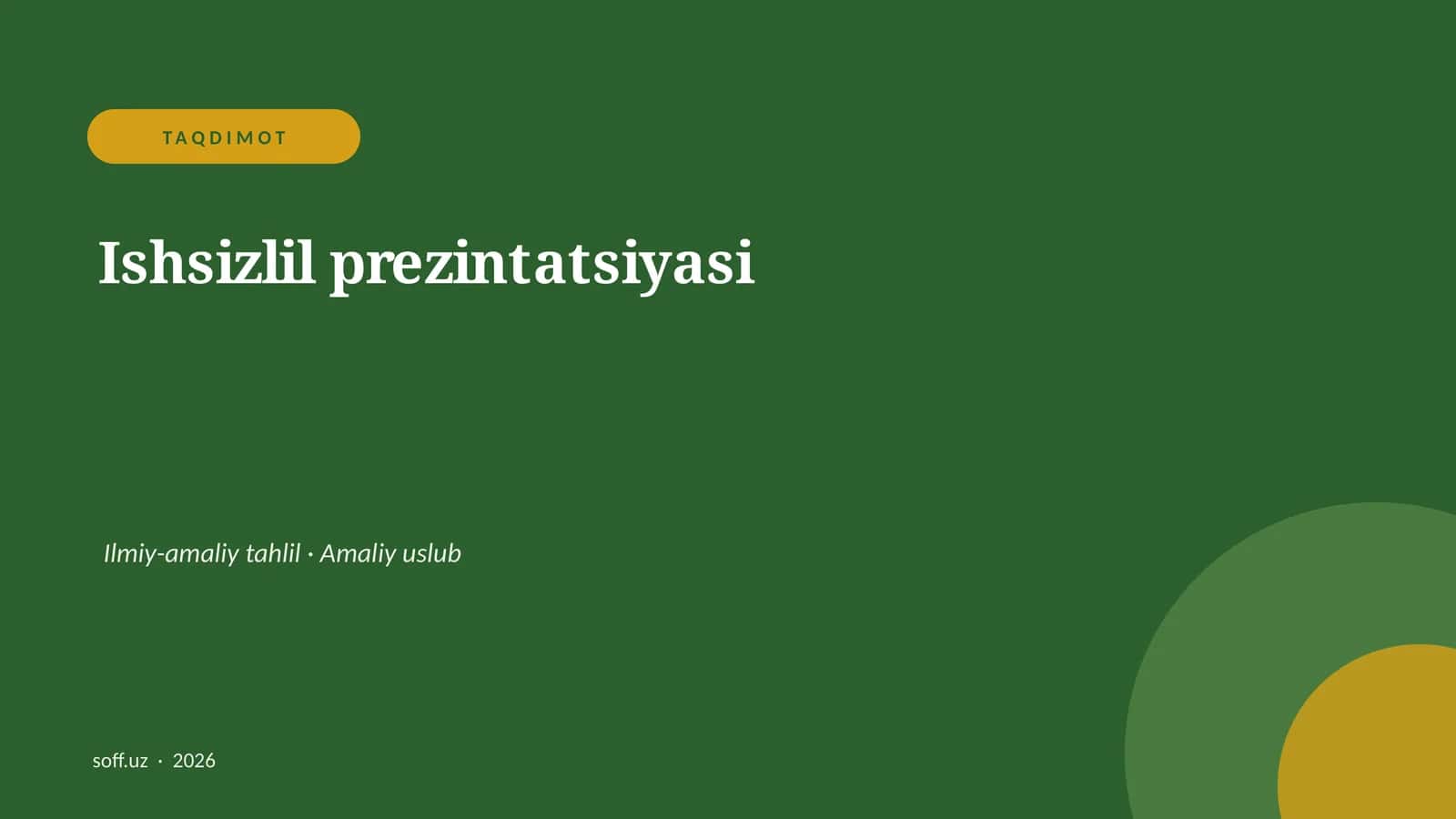 Ishsizlil prezintatsiyasi 1
