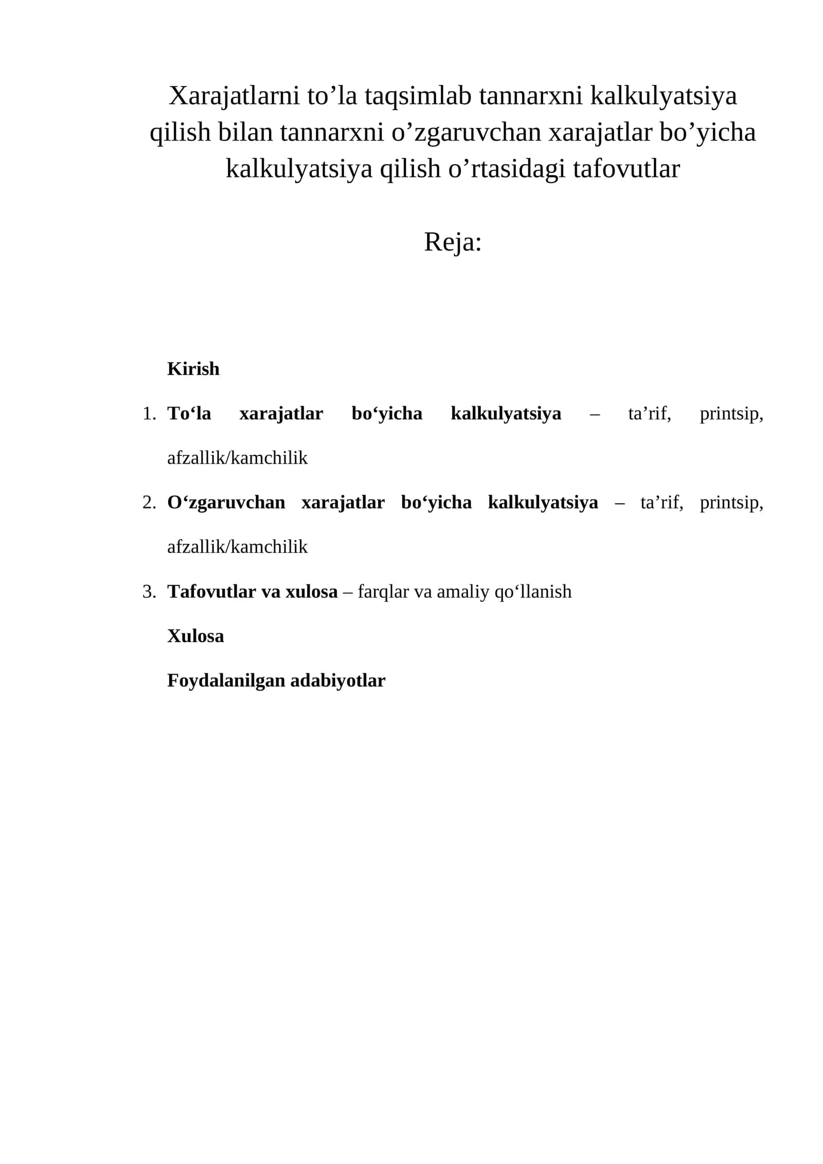 Tannarx Kalkulyatsiyasi 1