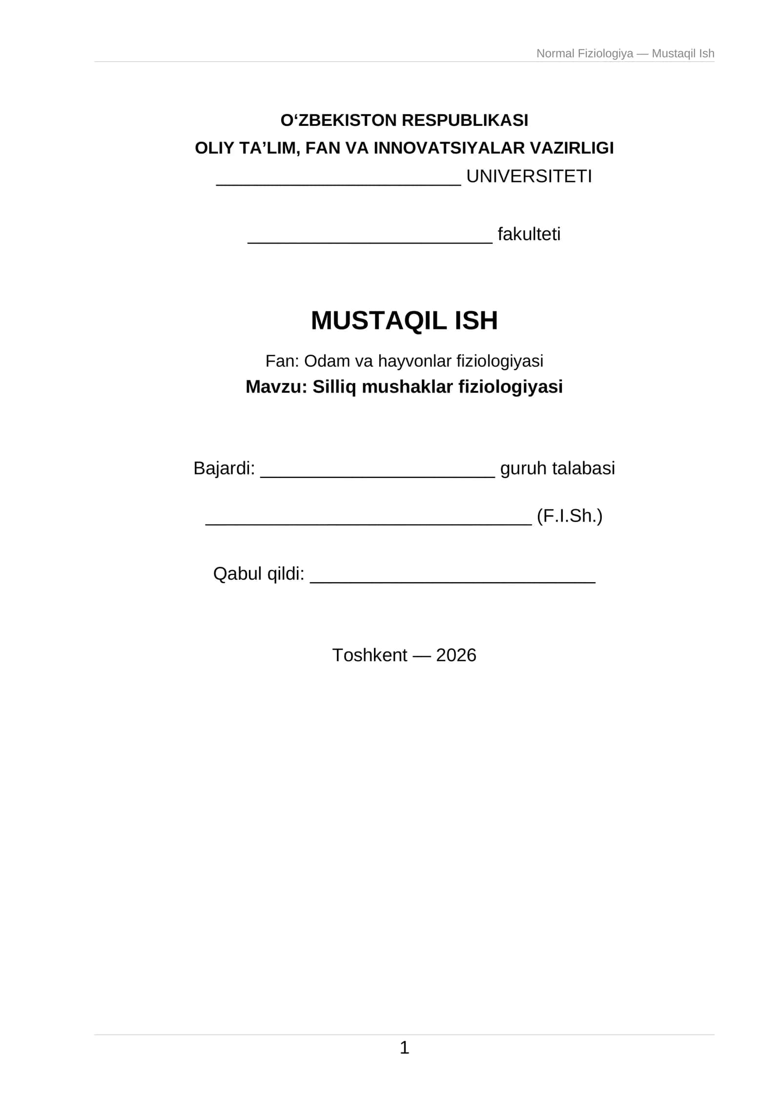 Silliq mushaklar fiziologiyasi 1