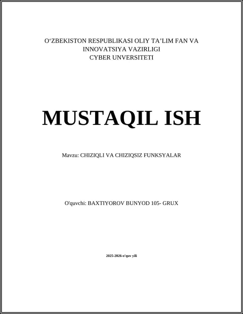 CHIZIQLI VA CHIZIQSIZ FUNKSYALAR 1