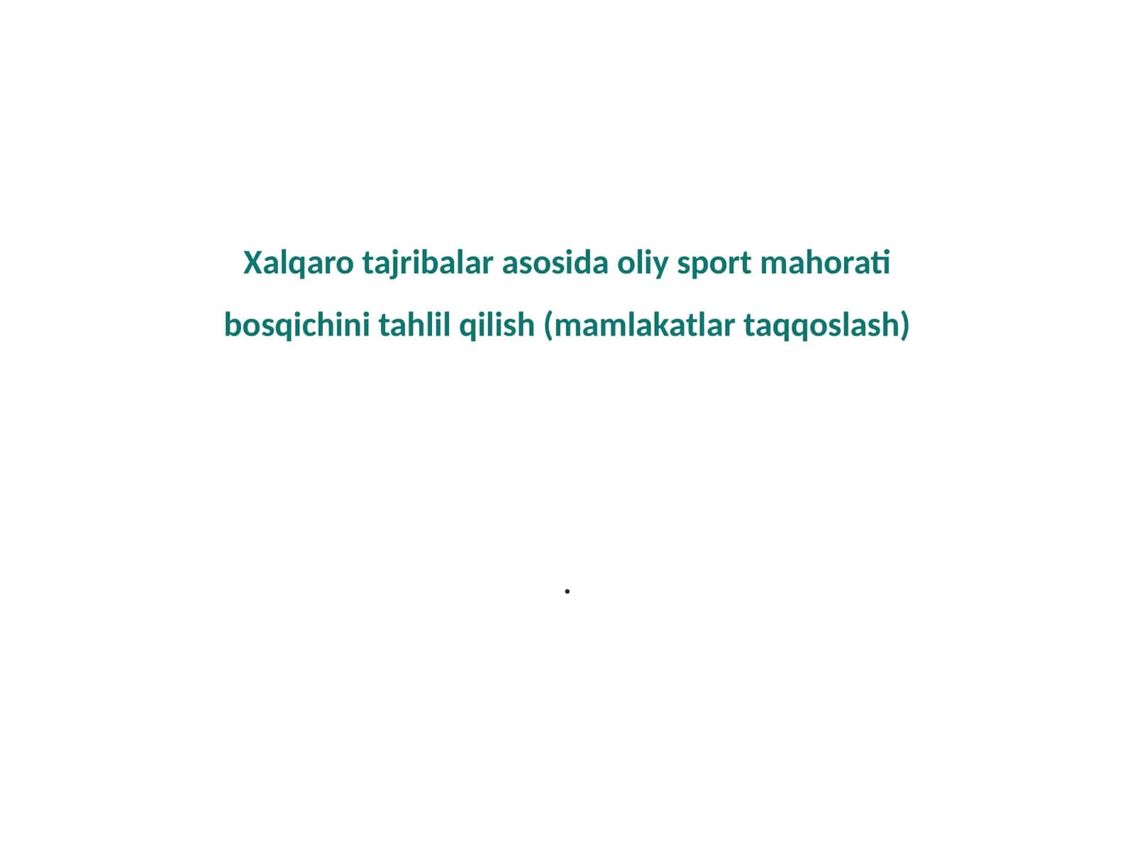 Oliy sport mahorati tahlili 1