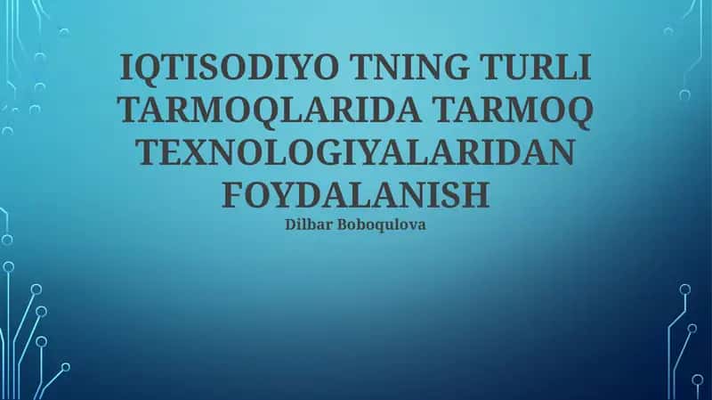 Tarmoq Texnologiyalari 1