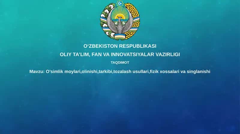 O'simlik moylarining olinishi va tarkibi 1
