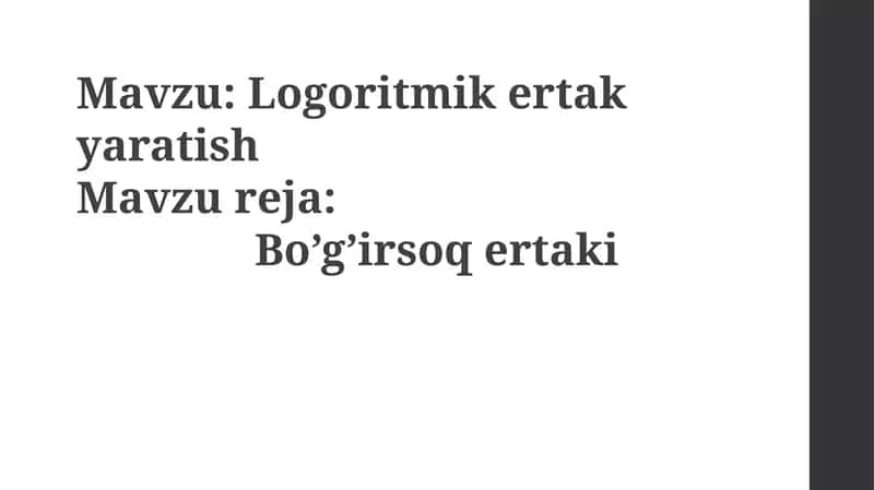 Logoritmik Ertak yaratish 1