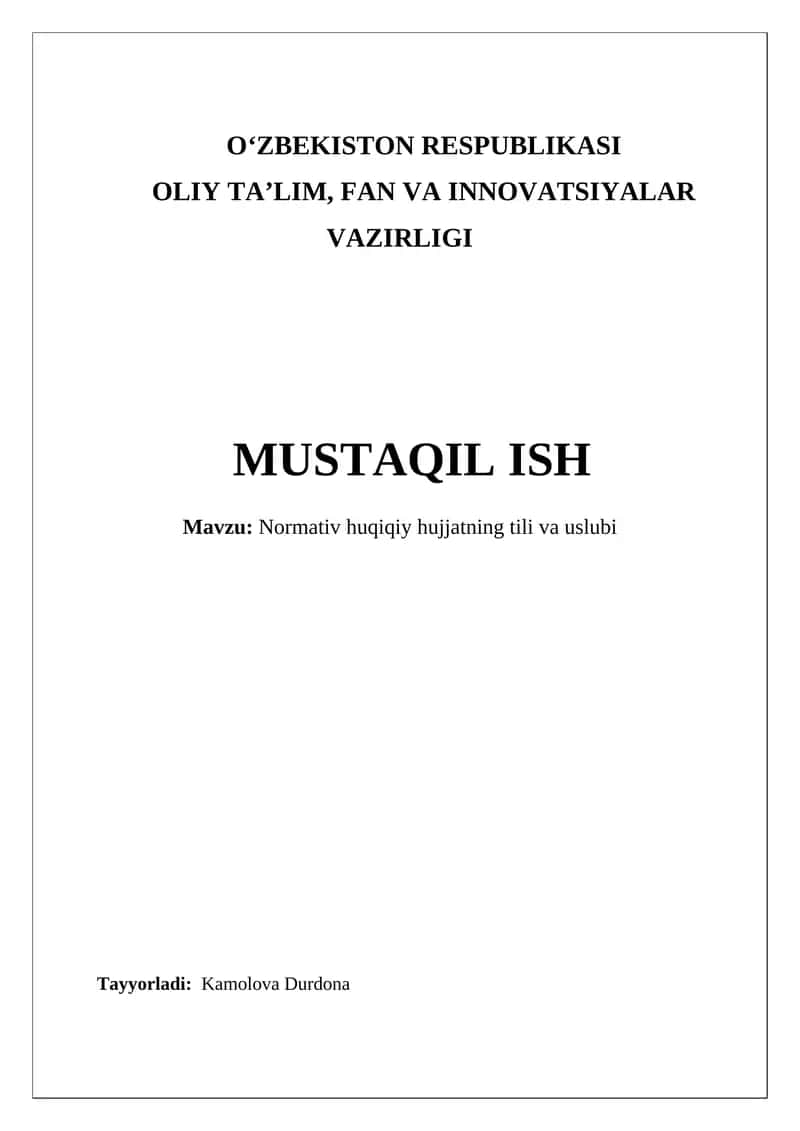 Normativ-huquqiy hujjatning tili va uslubi 1