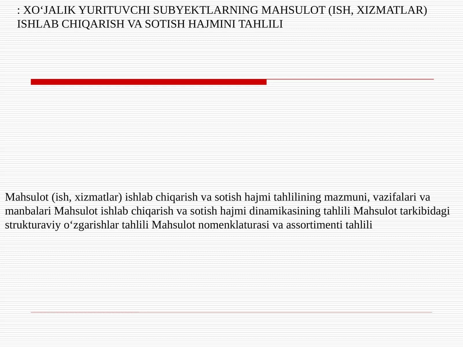 Mahsulot ishlab chiqarish va sotish hajmi tahlili 1